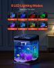 2 Gallon Fish Tank Aquarium LED Smart Square Clear Glass 7 Color Self Cleaning