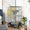 PawHut 42" Hamster Cage, Small Animal Cage Habitat for Ferret with Wheels, Hammocks, Tunnels and 3 Doors, Black