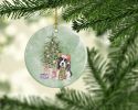 Basset Hound Puppy Christmas Presents and Tree Ceramic Ornament Christmas Tree Hanging Decorations for Home Christmas Holiday, Party, Gift, 3 in