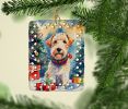Wire Fox Terrier Christmas Porcelain Ornament Christmas Tree Hanging Decorations for Home Christmas Holiday, Rectangle, Gift, Multicolor