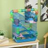 PawHut 5 Tiers Hamster Cage, Extra Large, Small Animal House, Wheels, Tubes, Water Bottle, Ladder, Blue