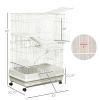 PawHut 32"L 4-Level Small Animal Cage, Rabbit Hutch with Universal Lockable Wheels & Slide-out Tray for Bunny, Chinchillas & Ferret, White