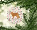 Caucasian Shepherd Dog Merry Christmas Ceramic Ornament Christmas Tree Hanging Decorations for Home Christmas Holiday, Party, Gift, 3 in, Multicolor
