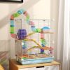 PawHut 5-Tier Hamster Cage, Portable Animal Travel Carrier with Exercise Wheels, Tube, Light Blue