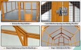 Wooden Chicken Coop 111''×74''×72'' Large Kitten Playpen, Chicken Run with Waterproof Cover and Two Small Doors