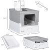 PawHut Fully Enclosed Cat Litter Box, Front Entry, Top Exit, Easy Clean, Gray