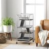 PawHut Metal Small Animal Cage Rolling Big Ferret Cage, Chinchilla Cage, Sugar Glider Cage, with Hammock & 4 Tiers, Removable Tray, White