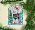 Samoyed Christmas Porcelain Ornament Christmas Tree Hanging Decorations for Home Christmas Holiday, Rectangle, Gift, Multicolor