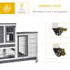 PawHut Wooden Rabbit Hutch Elevated Bunny Cage Indoor Small Animal Habitat with Enclosed Run with Wheels, Ramp, Removable Tray Ideal for Guinea Pigs