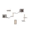 Wall-mounted Cat Tree, Cat Furniture with 2 Cat Condos House, 3 Cat Wall Shelves, 2 Ladder, 1 Cat Perch, Sisal Cat Scratching Posts and Pad