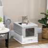 PawHut Fully Enclosed Cat Litter Box, Front Entry, Top Exit, Easy Clean, Gray
