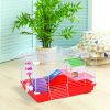 PawHut 18.5'' Hamster Cage with Exercise Wheel and Water Bottle Dishes, Small Animal Cages, 2 Storey Design, Red