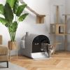 PawHut Covered Cat Litter Box, for Indoor use, with Tray, Scoop, Filter, 17"x17"x18.5", Light Gray