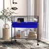 PawHut Two-Story Small Animal Cage Removable from Stand, Pet Habitat with Shelf & Wheels, 33" x 18.5" x 35", Blue