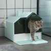 PawHut Hooded Cat Litter Box with Mat, Particle Catching, Easy Clean, Light Blue