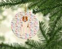 Merry Christmas Central Asian Shepherd Dog Ceramic Ornament Christmas Tree Hanging Decorations for Home Christmas Holiday, Party, Gift, 3 in