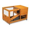 2-Tier Rabbit Hutch on Wheels, Bunny Cage with Run, Doors, Ramp, Openable Roof, Easy-to-Clean Tray, Pet House for Guinea Pigs Small Animals, Orange