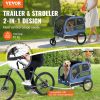 a Dog Bike Trailer, Supports up to 100 lbs, 2-in-1 Pet Stroller Cart Bicycle Carrier, Easy Folding Cart Frame with Quick Release Wheels