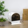 PawHut Covered Cat Litter Box with Lid, Scoop, and Filter, Sleek White