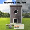 Outdoor Cat House 2-story Wooden Feral Cat Shelter with Roof & Door Flaps