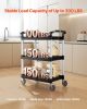 Heavy Duty Utility Cart 300 lbs Capacity 3-tier Service Cart with Wheels