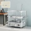 PawHut 2-Tier Hamster Cage with Sand Bathroom, Running Wheel, Water Bottle, Tubes, Accessories, for Dwarf Hamster, Gray