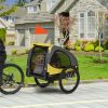 Aosom Medium Dog Bike Trailer with Hitch Coupler Quick Release Wheels Reflectors Safety Flag in Vibrant Yellow