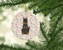 Merry Christmas Beauce Shepherd Dog Ceramic Ornament Christmas Tree Hanging Decorations for Home Christmas Holiday, Party, Gift, 3 in, Multicolor