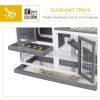 PawHut Wooden Rabbit Hutch Elevated Bunny Cage Indoor Small Animal Habitat with Enclosed Run with Wheels, Ramp, Removable Tray Ideal for Guinea Pigs