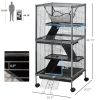 PawHut Large Metal Small Animal Cage with Hammock 4 Tiers & Removable Tray Gray Extra Space for Ferrets Chinchillas