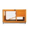 2-Tier Rabbit Hutch on Wheels, Bunny Cage with Run, Doors, Ramp, Openable Roof, Easy-to-Clean Tray, Pet House for Guinea Pigs Small Animals, Orange