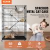 Catio, 4-Tier Large Cat Cages Indoor, Detachable Metal Playpen Enclosure with 360° Rotating Casters, with 3 Ladders and a Hammock for 1-3 Cats