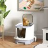 PawHut Covered Cat Litter Box with Lid, Drawer, Scoop, Top Entry, Deodorizing Bags, Odor Control, Easy to Clean, Gray