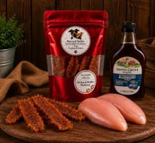 Roscoe & Stella’s - Chicken & Wuffles(Natural Blueberry) Handcrafted Organic Training Snacks | Made in the USA
