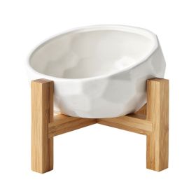 Pet bowl oblique mouth dog bowl food bowl dog bowl method bucket food bowl (Option: White 2pcs)