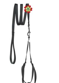 Fidos Lair | Dogline - Step-In Nylon Harness Set with Decorative Flower – 16–19" Adjustable Girth (Option: Black)