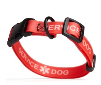 Dogline - BioThane® Adjustable Service Dog Collar – Waterproof & Heavy-Duty (Color: Red, size: W3/4" - L13"-21")