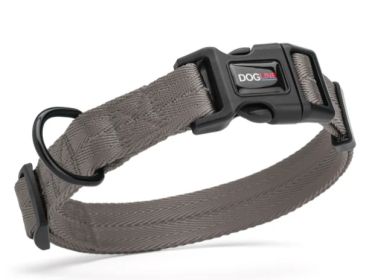 Fidos Lair | Dogline - Classic Flat Nylon Collar (5/8" Wide | Adjusts 11" – 16") (Option: Grey)