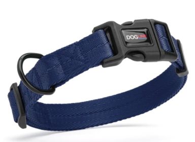 Fidos Lair | Dogline - Classic Flat Nylon Collar (5/8" Wide | Adjusts 11" – 16") (Option: Navy Blue)