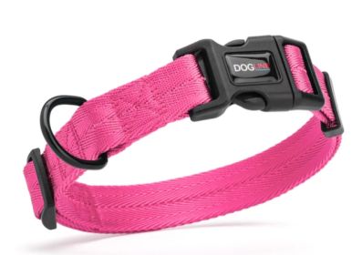 Fidos Lair | Dogline - Classic Flat Nylon Collar (1" Wide | Adjusts 16" – 24") (Option: Hot Pink)