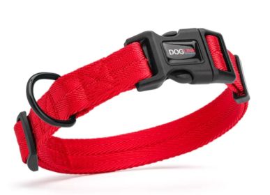 Fidos Lair | Dogline - Classic Flat Nylon Collar (5/8" Wide | Adjusts 11" – 16") (Option: Red)