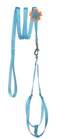 Fidos Lair | Dogline - Step-In Nylon Harness Set with Decorative Flower – 16–20" Adjustable Girth (Option: Blue)