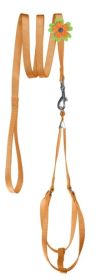 Fidos Lair | Dogline - Step-In Nylon Harness Set with Decorative Flower – 16–22" Adjustable Girth (Option: Orange)