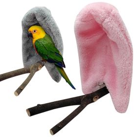 2 Pcs Soft Plush Bird Hammock Winter Windproof Bird Parrot Cage Hanging Bed Parakeet Cave Hideout Tent Pet Birds Nest Supplies (Color: gray, size: S)