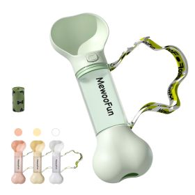 Mewoofun 2-In-1 Pet Water Bottle And Food Dispenser With Poop Bag Storage (Style: Green)