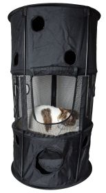 Pet Life Climbertree Circular Obstacle Play-Active Travel Collapsible Travel Pet Cat House (Color: black)