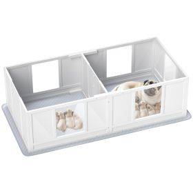 PawHut Whelping Box for Dogs with Waterproof Whelping Pad, Dog Whelping Pen with Clear Panels, Adjustable Entrance, Double Room, Non-slip Foot Pads (Color: as Pic)