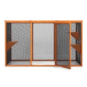 Detachable Cat Enclosure with Waterproof Roof and 3 Jumping Platforms, Orange (Color: as Pic)