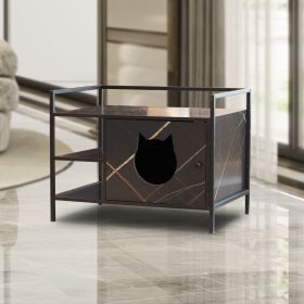 Cat Litter Box Furniture Hidden Litterbox Enclosures (Color: Antique Black)