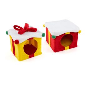 Cute Cat House for Indoor Cats Activity (Type: Pet Supplies, Color: Red & Yellow)